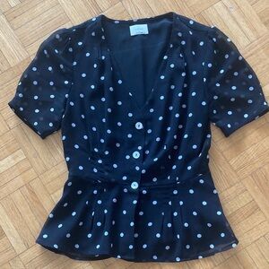 Aritzia Black and White Polka Dot Blouse